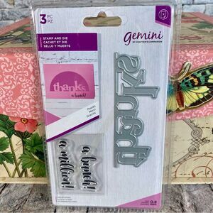Gemini Crafters Companion Thanks Stamp Die Set 3.7 by 1.6 Card Making Scrapbooks